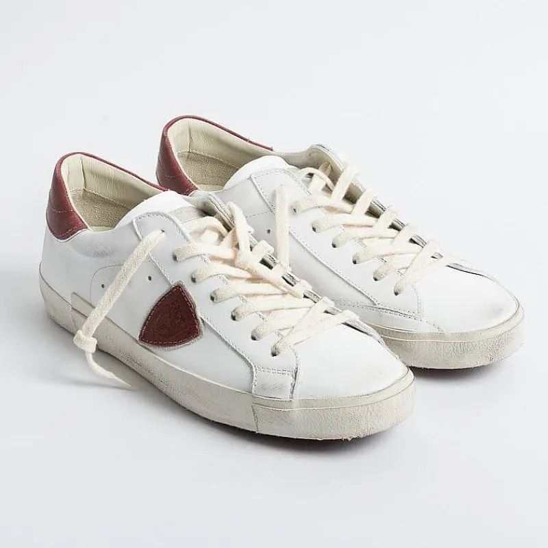 Philippe Model Paris Philippe Model - Sneakers Prlu Vp17- Parisx - Bianco Bordeaux<Collezione Scarpe Uomo Sneakers