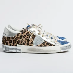 Philippe Model Paris Philippe Model - Sneakers Prld Lg01 - Parisx - Leopard Bluette<Collezione Scarpe Donna Sneakers