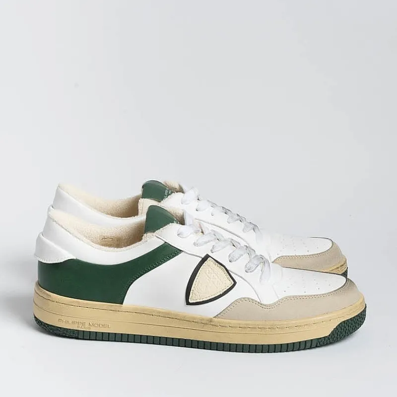 Philippe Model Paris Philippe Model - Sneakers Lylu Cx26 - Lyon - Bianco Verde<Collezione Scarpe Uomo Sneakers