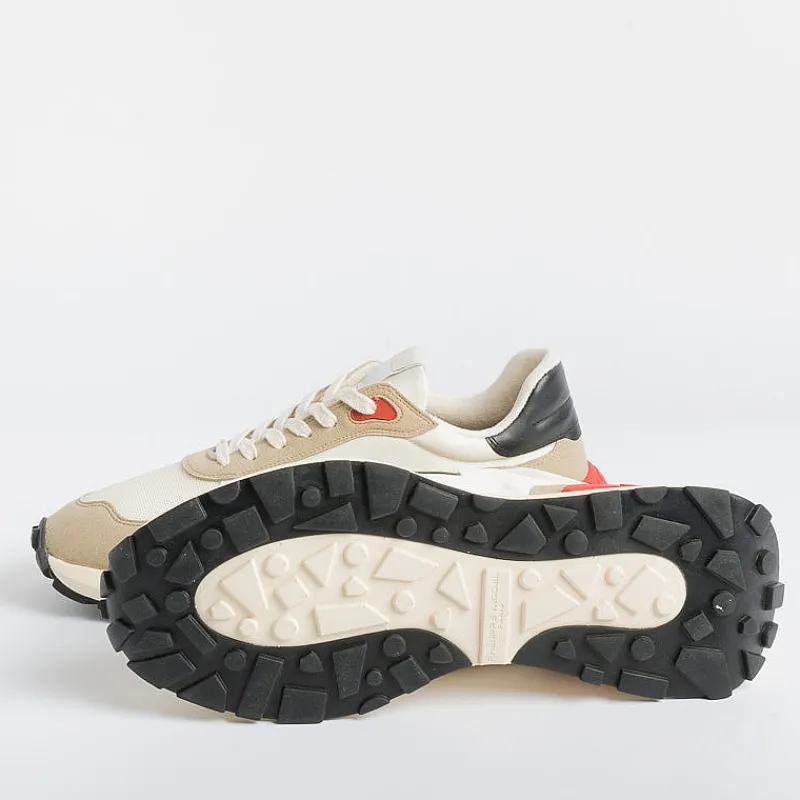 Philippe Model Paris Philippe Model - Sneakers Atlu Wp02 - Antibes - Beige/ Rosso<Collezione Scarpe Uomo Sneakers