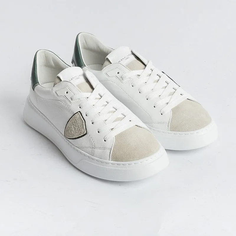 Philippe Model Paris Philippe Model - Sneakers Temple - Btlu Wx10 - Bianco Verde<Collezione Scarpe Uomo Sneakers