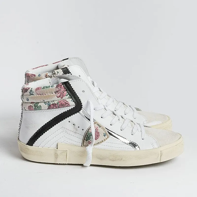 Philippe Model Paris Philippe Model -Sneakers Prhd Vfg1 - Paris High - Bianco Fleurs<Collezione Scarpe Donna Sneakers