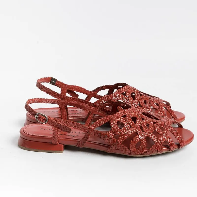 PONS QUINTANA - Sandali Bassi Elba 10302 - Rosso<Collezione Scarpe Donna Sandali Bassi