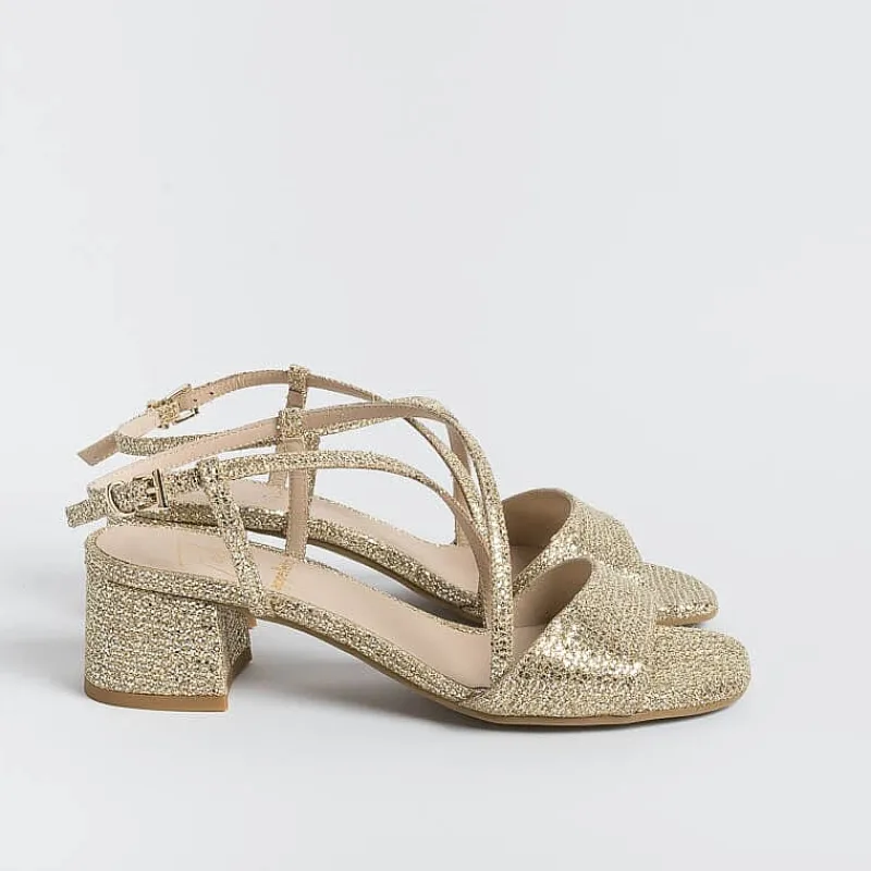 Roberto Festa - Sandali Con Tacco Macy - Tessuto Oro<Collezione Scarpe Donna Cerimonia - Scarpe E Pochette