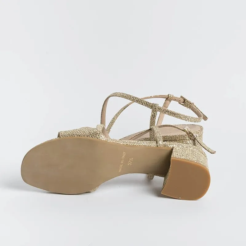 Roberto Festa - Sandali Con Tacco Macy - Tessuto Oro<Collezione Scarpe Donna Cerimonia - Scarpe E Pochette