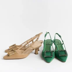 Roberto Festa - Sling Back - Stefi - Seta Edera<Collezione Scarpe Donna Cerimonia - Scarpe E Pochette