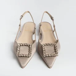 Roberto Festa - Sling Back - Modello Lavanda - Seta Taupe<Collezione Scarpe Donna Cerimonia - Scarpe E Pochette