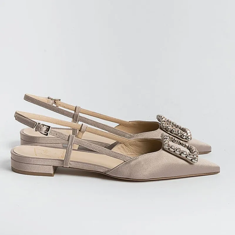 Roberto Festa - Sling Back - Modello Lavanda - Seta Taupe<Collezione Scarpe Donna Cerimonia - Scarpe E Pochette