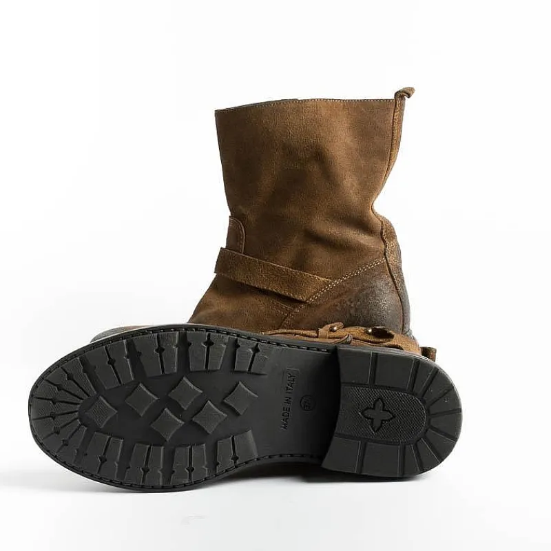 Strategia - Stivaletto Biker A4633 - Gringo - Cuoio Wash<Collezione Scarpe Donna Stivaletti